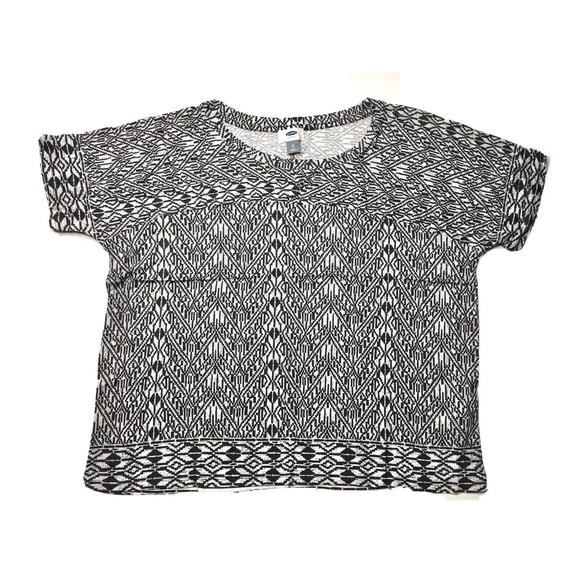 Old Navy Womens Relaxed Dolman Short Sleeve T Shirt Black Geo Summer Print L - Picture 3 of 11